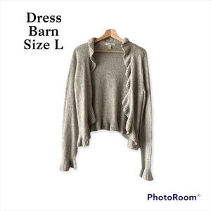 Dress Barn - Womens Light Gray Flutter Front Sweater - Size Large - EUC